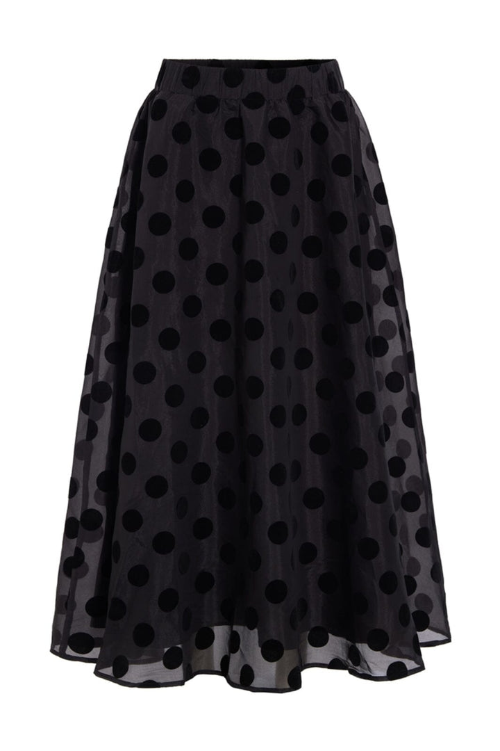 Hunkøn - Bobby Long Skirt 25636 - Black W/Dots