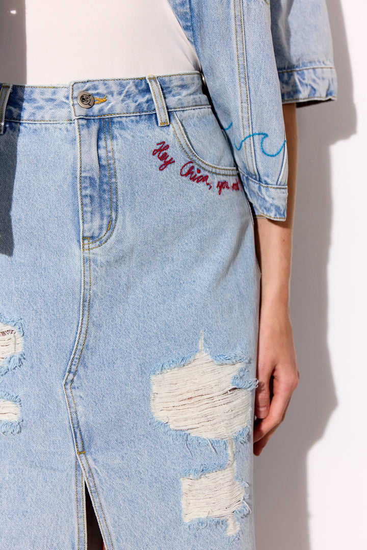 Hunkøn - Kenna Denim Skirt 26021 - Light Denim Nederdele 