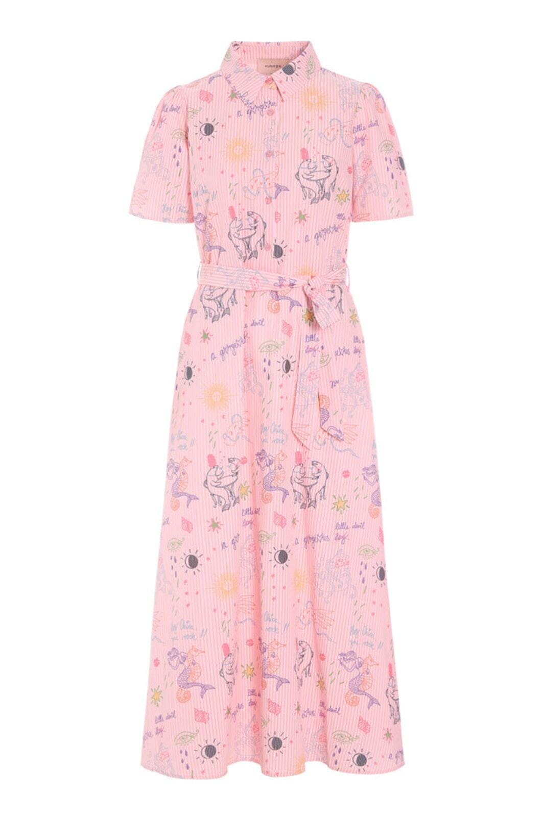 Hunkøn - Zoe Dress 26062 - Pink Sea Creatures Art Print Kjoler 