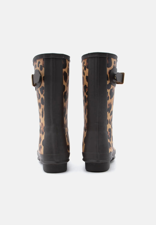 Hunter - Womens Original Short Leopard Boot Hfrw0010261lo - Leopard Print/chocolate Brown Gummistøvler 