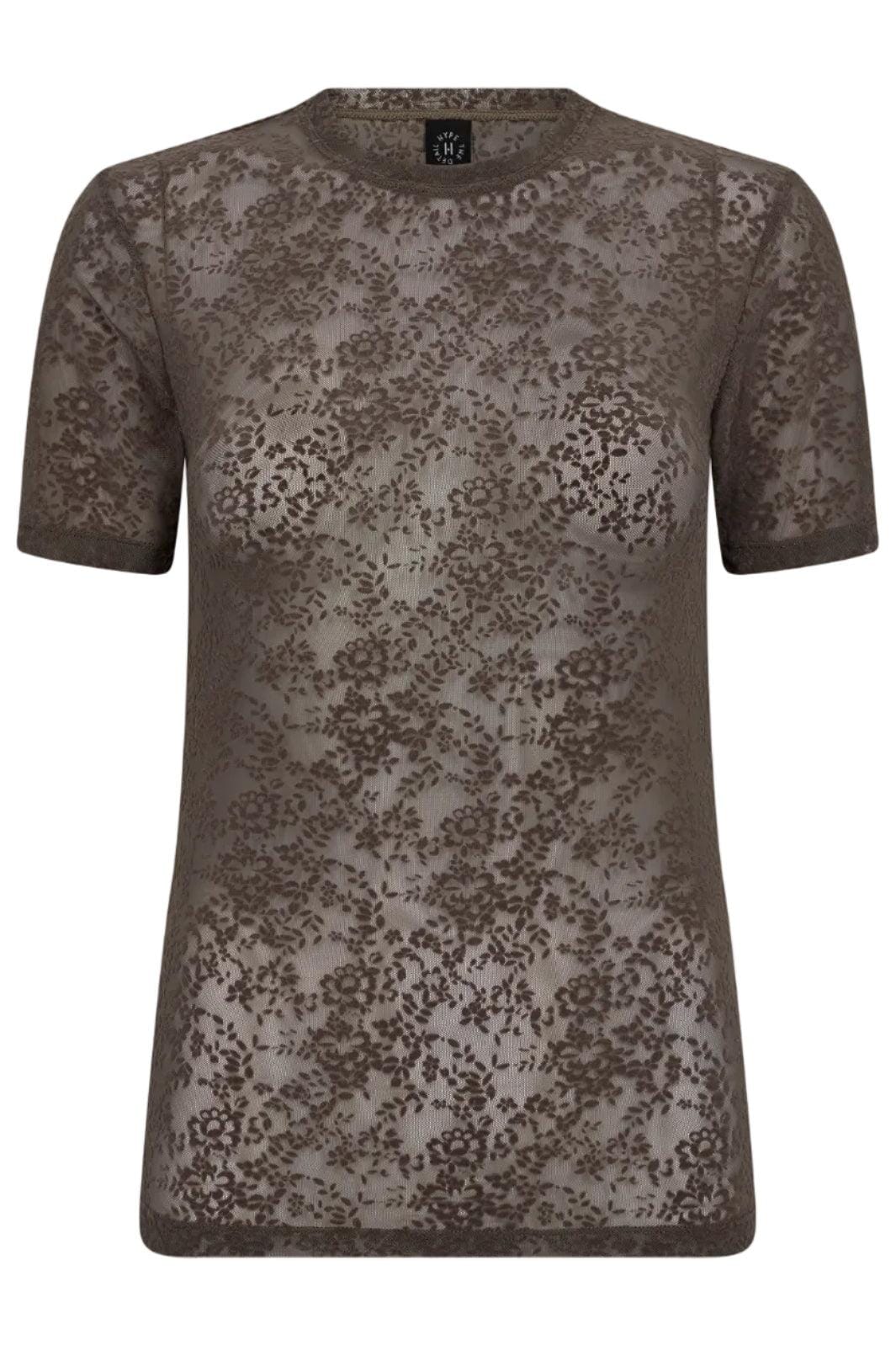 Hype The Detail - Lace Tee, Slim 852-2 - 2 - Brun T-shirts 