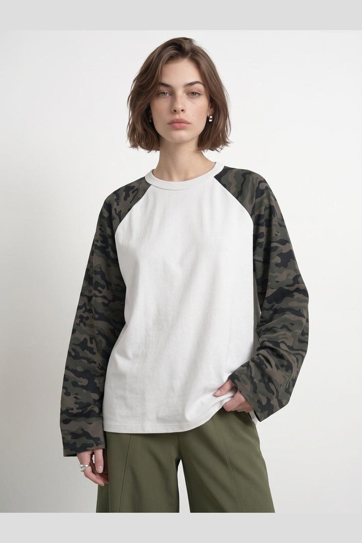 Hypedrop - Hdocelle Ls Boxy Long Top 32001258 - 5311167 - Cloud Dancer Camouflage