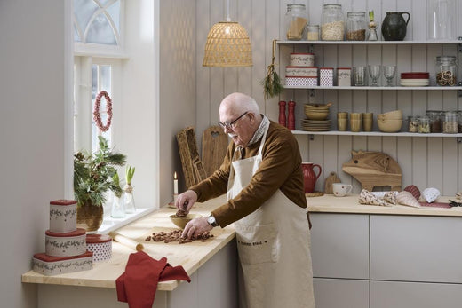 Ib Laursen - Forklæde Christmas Hygge Natur M/brunt Broderi - 63046-14