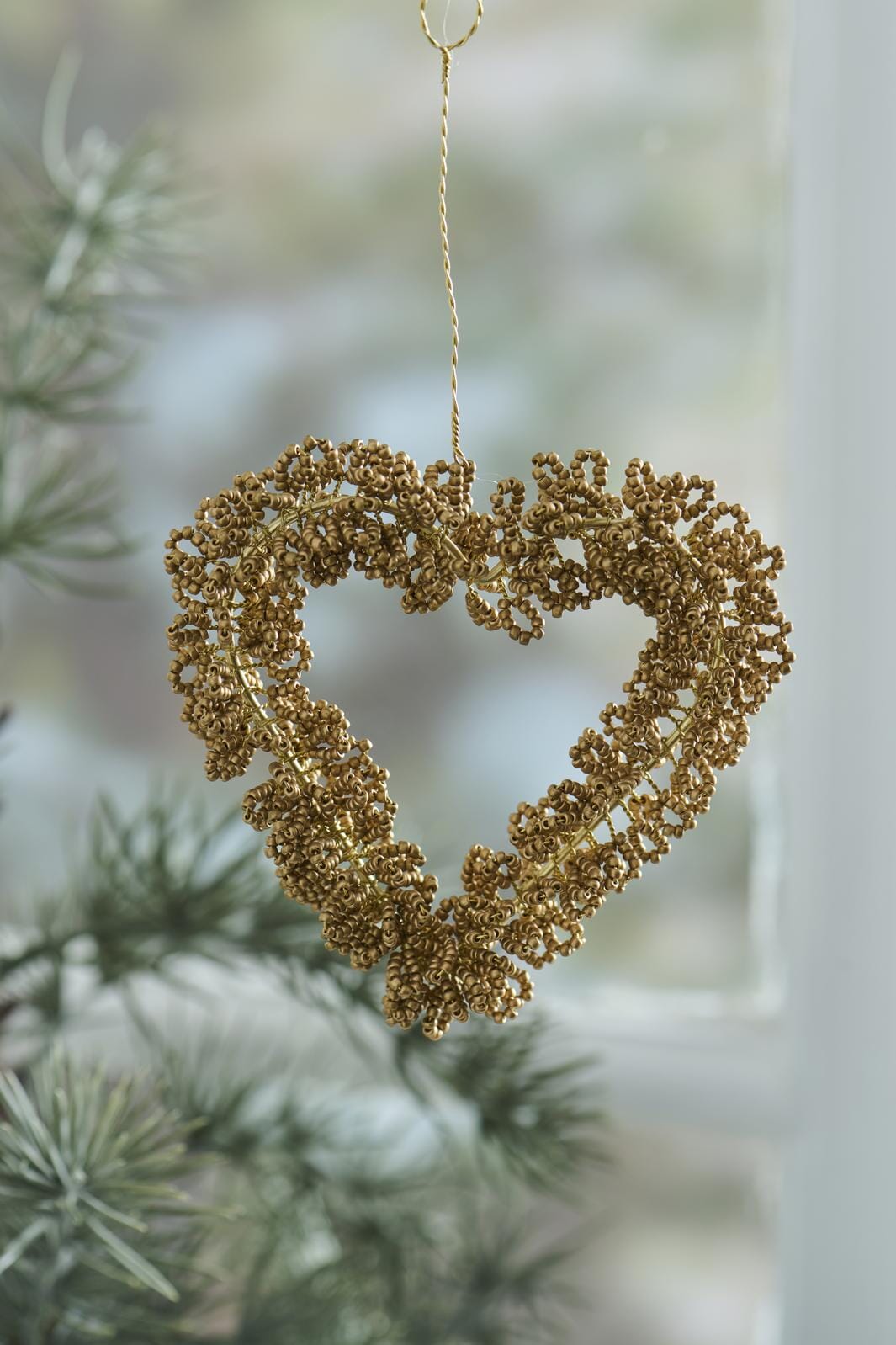 Ib Laursen - Hjerte T/ophæng Fairytale Christmas M/brune Perler - 40012-14
