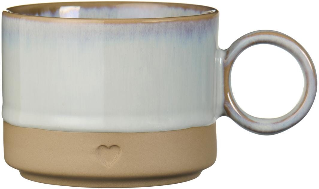 Ib Laursen - Krus m/hank Heart mat brunt ler m/lyseblå kant 290 ml - Stentøj - 2468-26