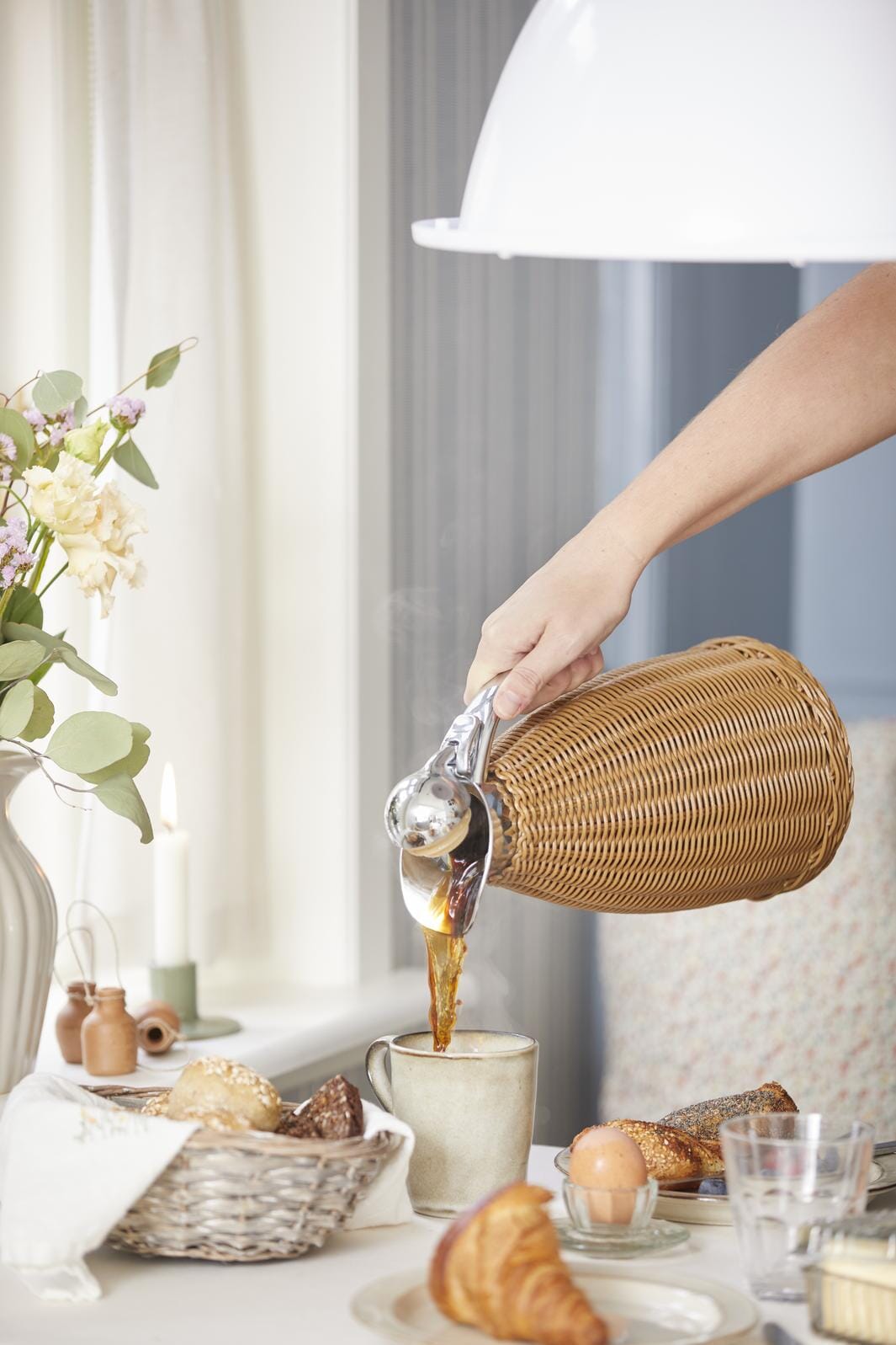 Ib Laursen - Termokande brun polyrattan håndflettet 1,5 ltr - Polyrattan, Rustfrit stål, Plastik - 1619-14