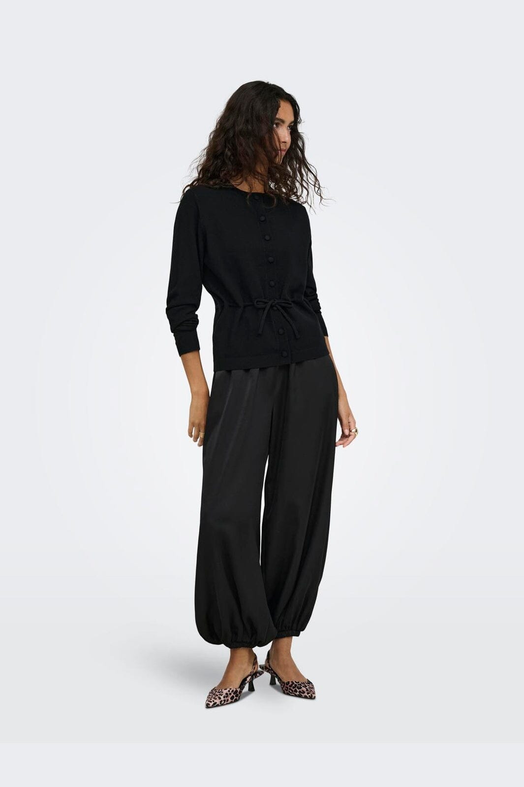 JDY - Jdyamore L/S Tie Cardigan Knt - 5140035 Black