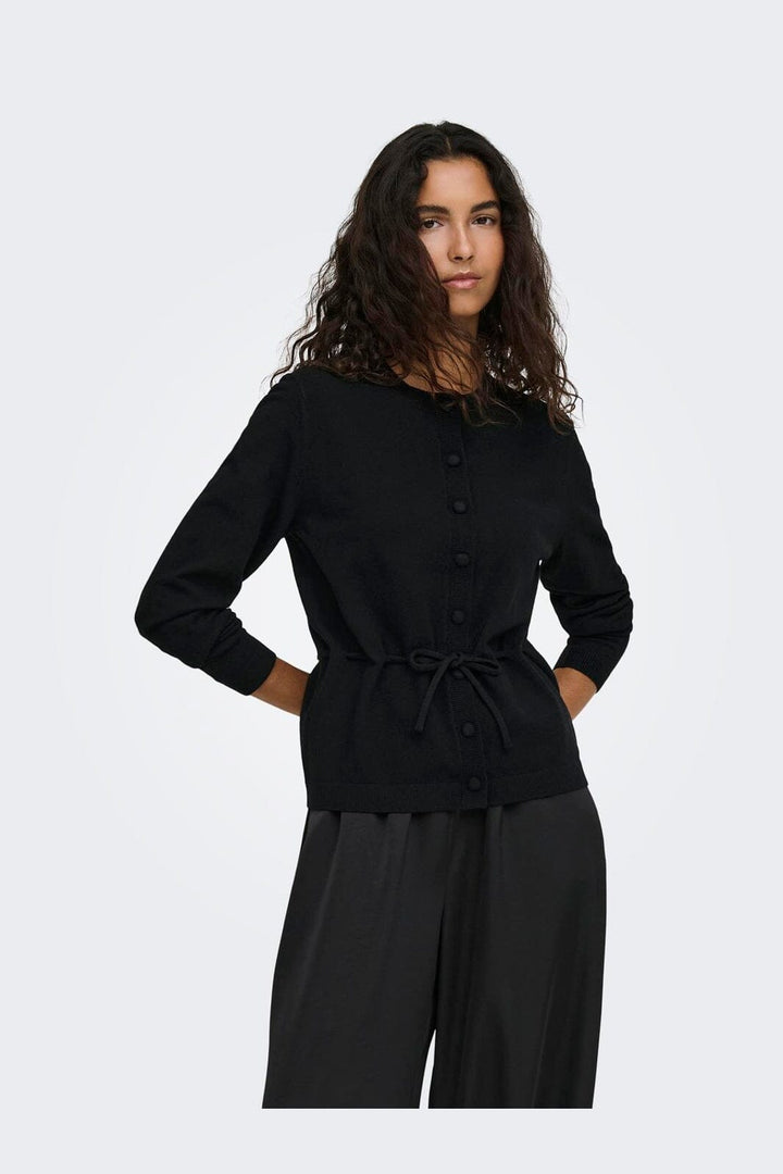 JDY - Jdyamore L/S Tie Cardigan Knt - 5140035 Black