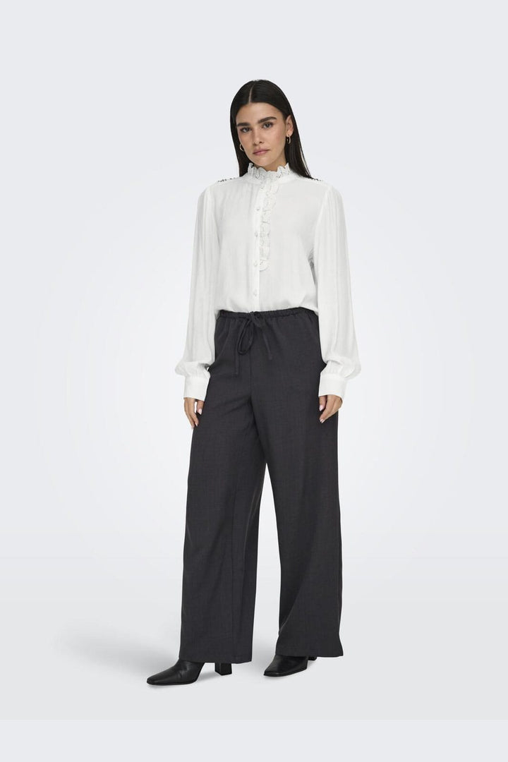 JDY - Jdyamy L/S Frill Shirt - 4746806 Cloud Dancer