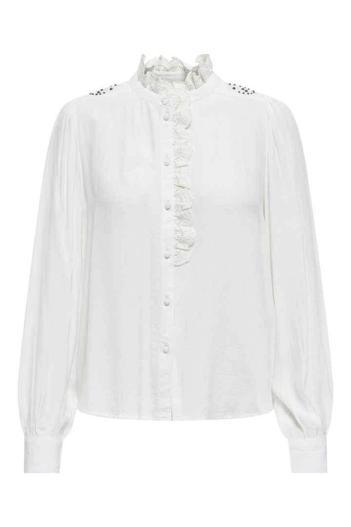 JDY - Jdyamy L/S Frill Shirt - 4746806 Cloud Dancer