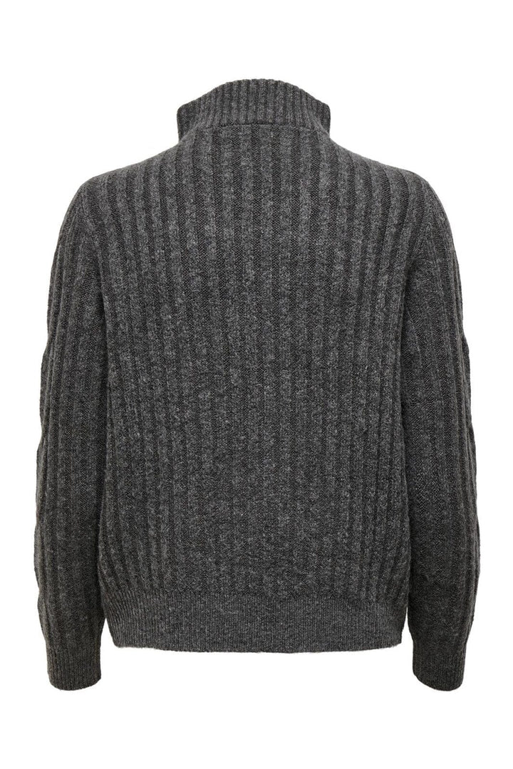 JDY - Jdyandrea L/S Zip Cable Pullove Knt - 3808118 Dark Grey Melange