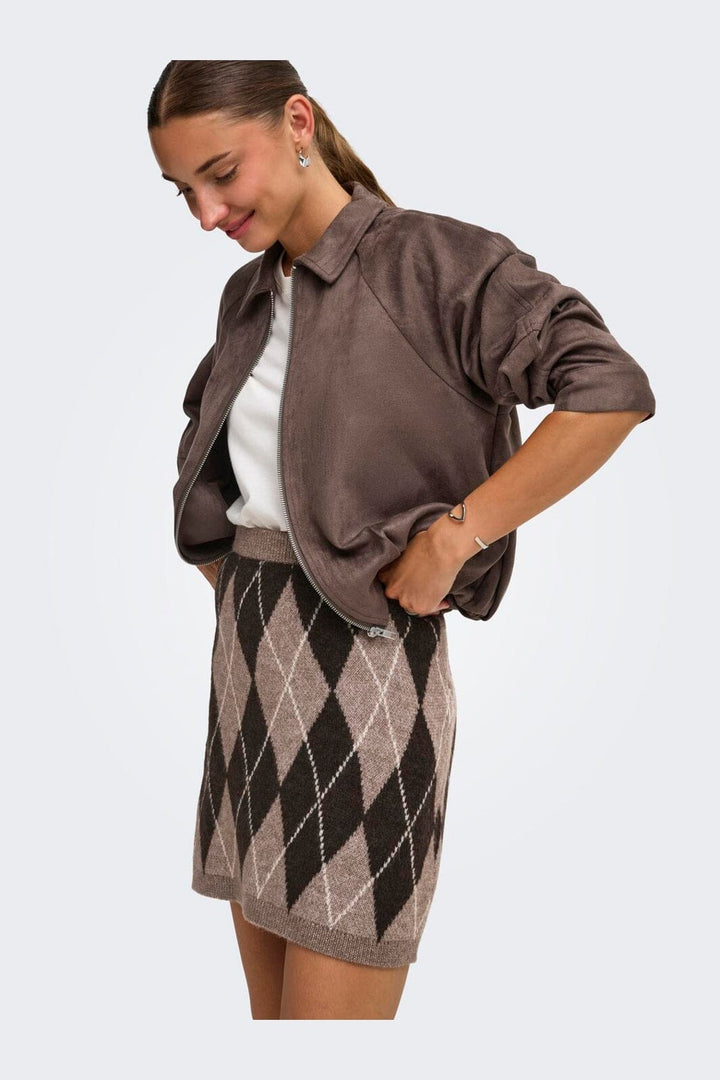 JDY - Jdybianka Skirt Knt - 5135642 Chocolate Torte Argyle