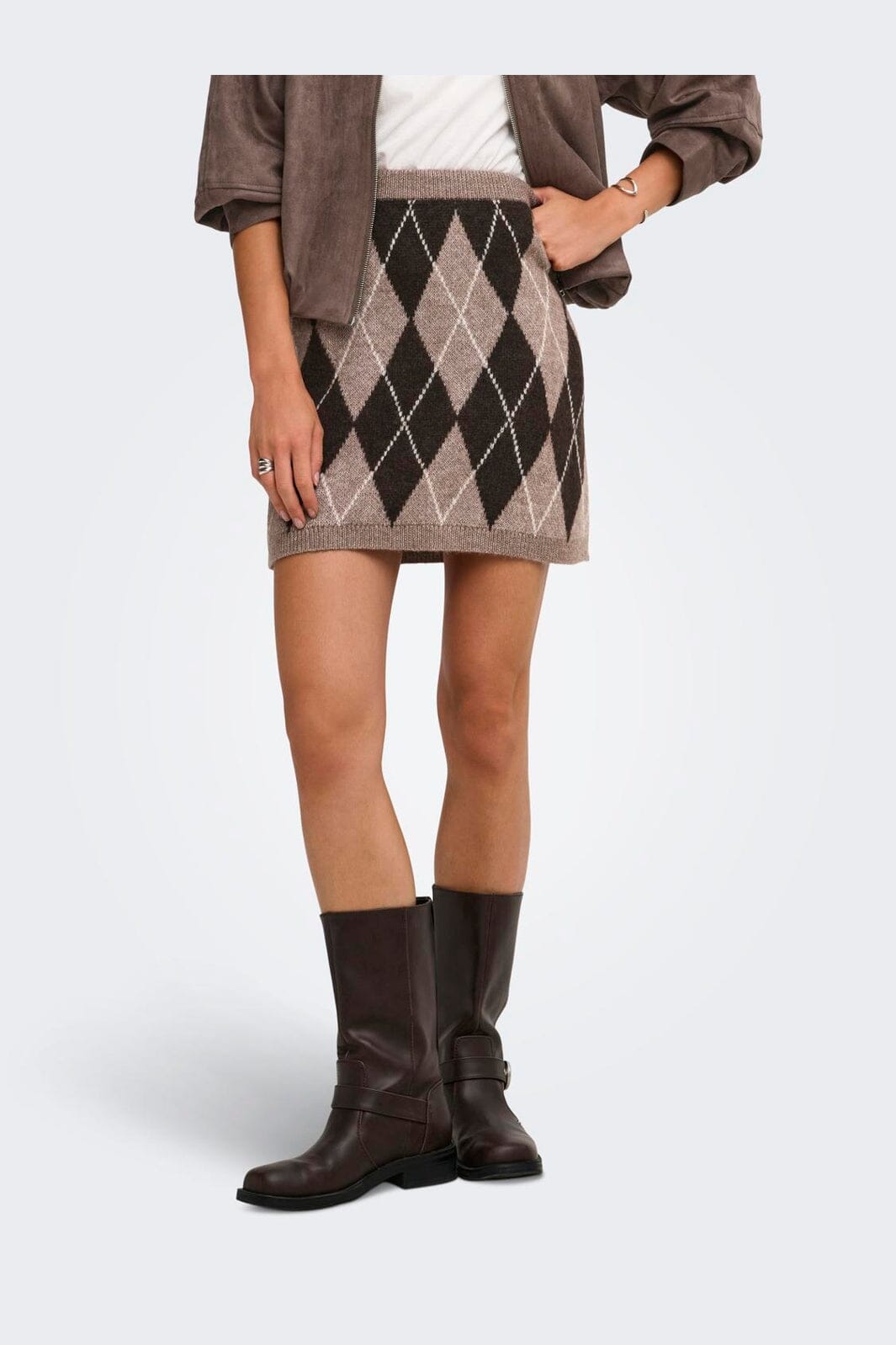 JDY - Jdybianka Skirt Knt - 5135642 Chocolate Torte Argyle