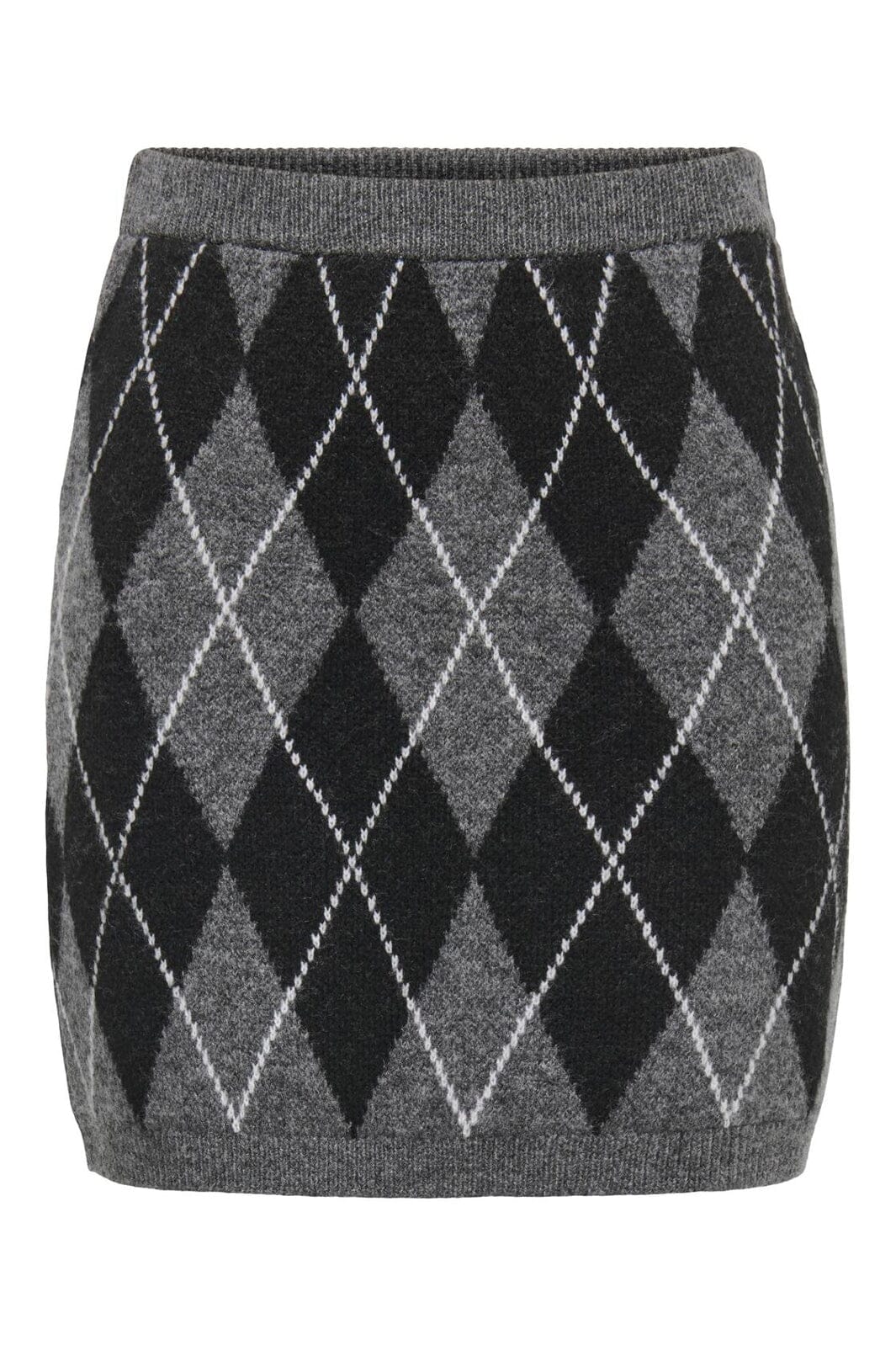 JDY - Jdybianka Skirt Knt - 5147544 Dark Grey Melange Argyle
