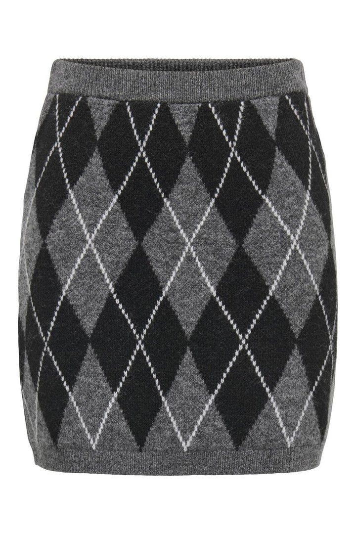 JDY - Jdybianka Skirt Knt - 5147544 Dark Grey Melange Argyle