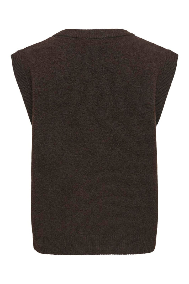 JDY - Jdybrilliant Life S/L Onebutton Vest Knt - 5104950 Coffee Bean Melange