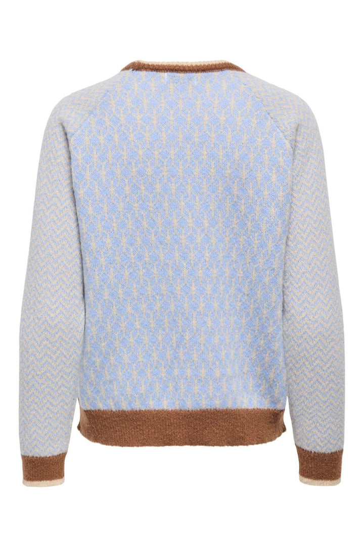 JDY - Jdybryn Life L/S Oneck Jacq Pullover Knt - 5054652 Crème Brûlée W. Toffee/Open Air Jacq.