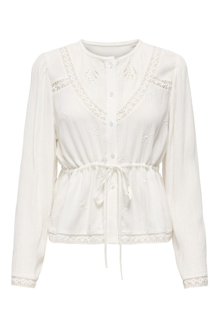 JDY - Jdycamille L/S Embroidery Top - 4991449 Cloud Dancer