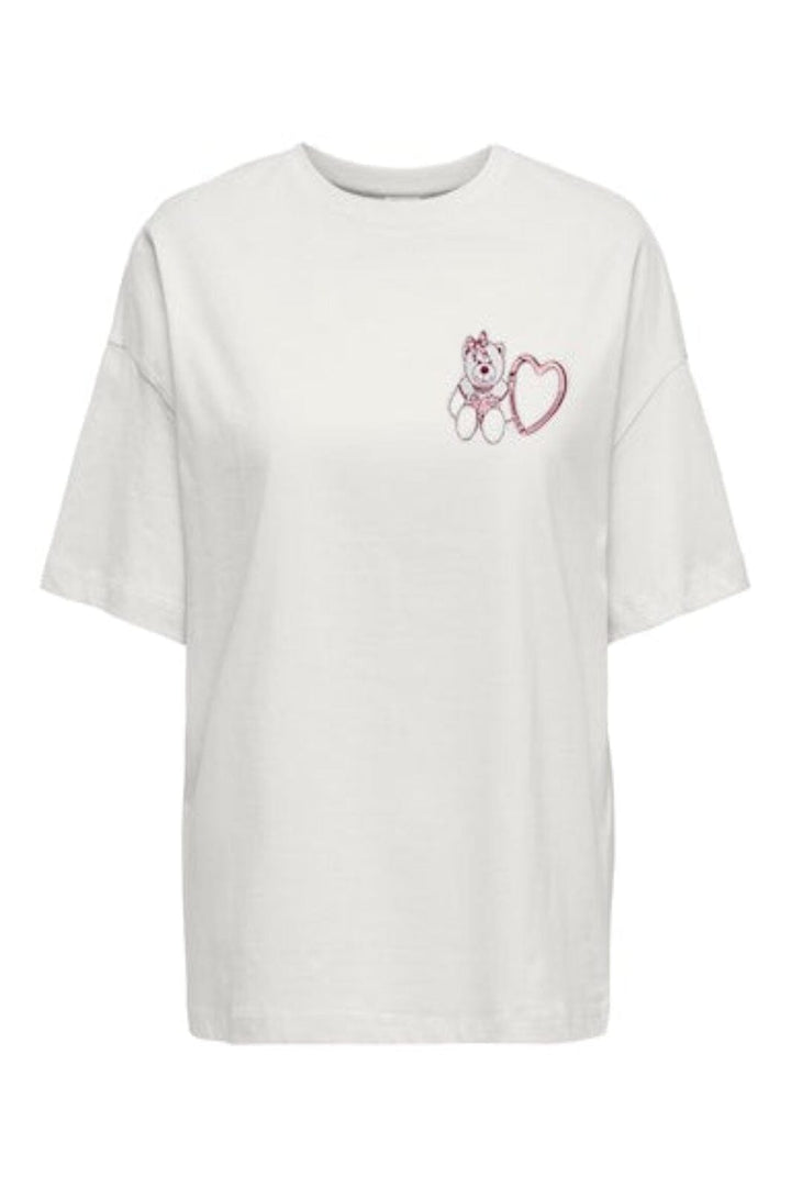 JDY - Jdycarla Front/Back Print T-Shirt - 4965613 Cloud Dancer Teddy Bear And Charms T-shirts 