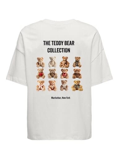 JDY - Jdycarla Front/Back Print T-Shirt - 4965614 Cloud Dancer Teddy Bear Collection T-shirts 