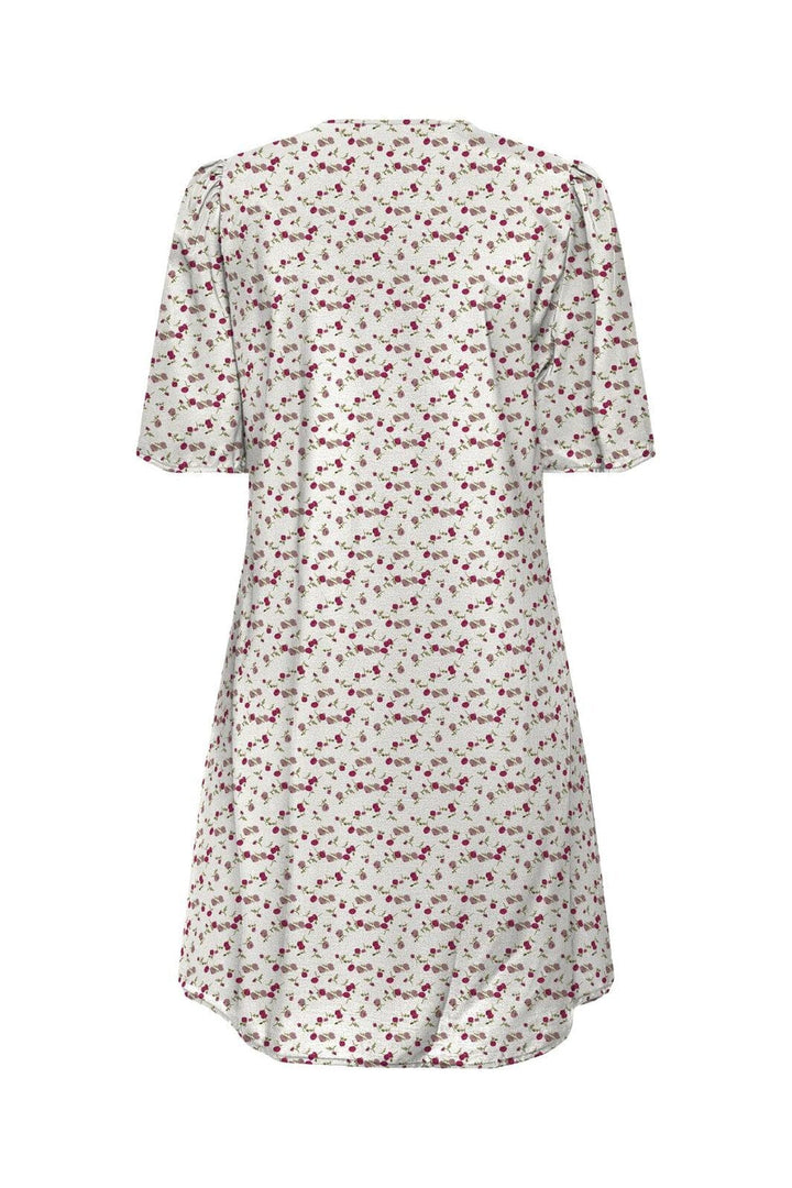 JDY - Jdycarrie 2/4 Short Dress - 4978337 Cloud Dancer Red Mini Flower