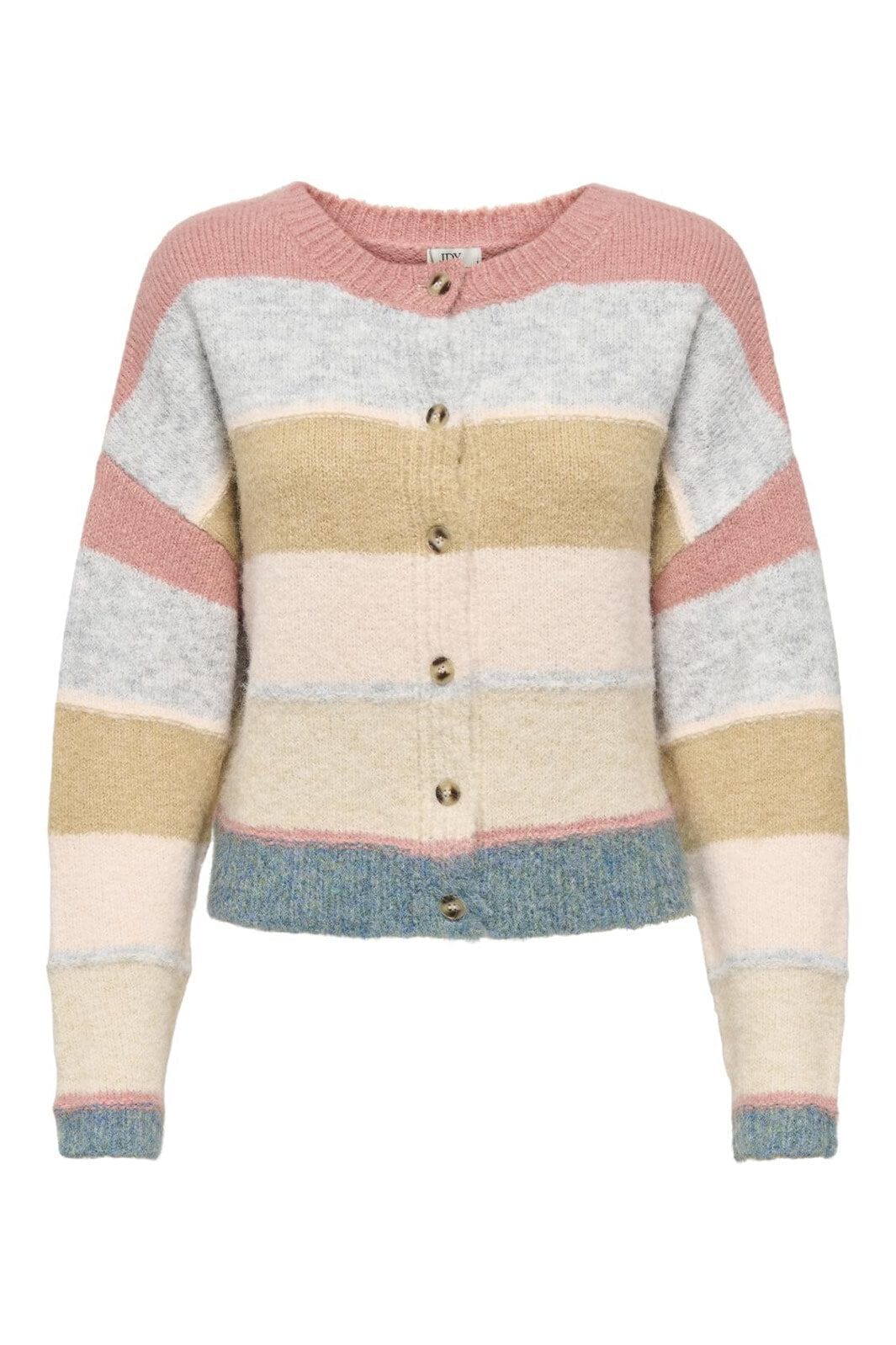 JDY - Jdycassidy Life L/S O-Neck Cardigan Knt - 4927650 Desert Sand W. Lgm/Peach Blush/Humus/Whitecap Gray/Wineward Blue