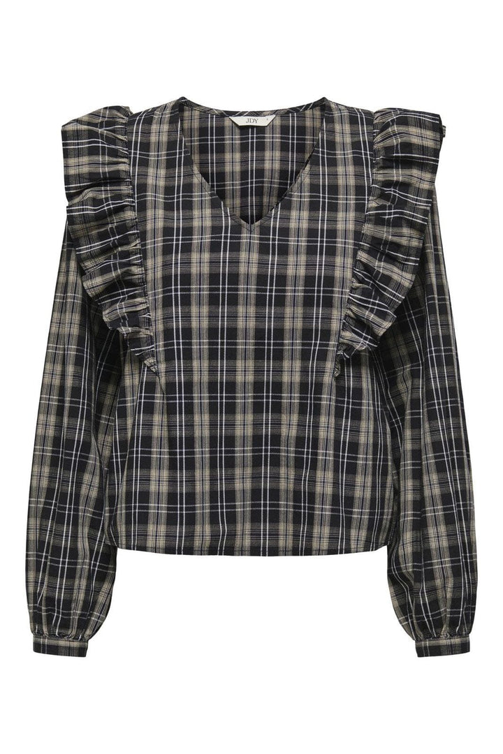 JDY - Jdydolly L/S Check Top - 4875150 Birch Black & Total Eclipse