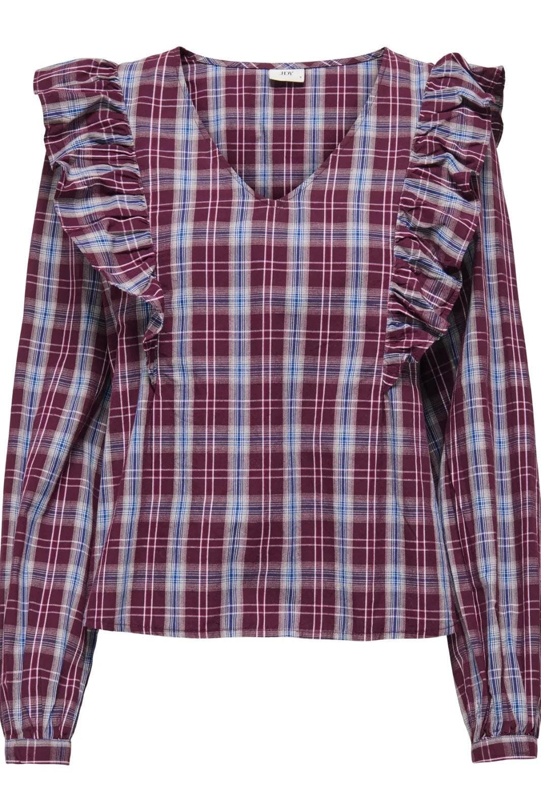 JDY - Jdydolly L/S Check Top - 4933633 Fig Black & Total Eclipse Bluser 
