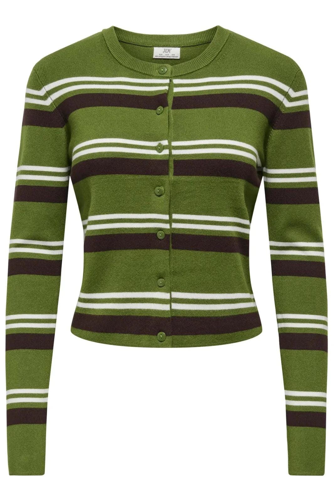 JDY - Jdyemmie L/S O-Neck Stripe Cardigan Knt - 5068549 Cedar Green W. Coffee Bean / Egret Cardigans 