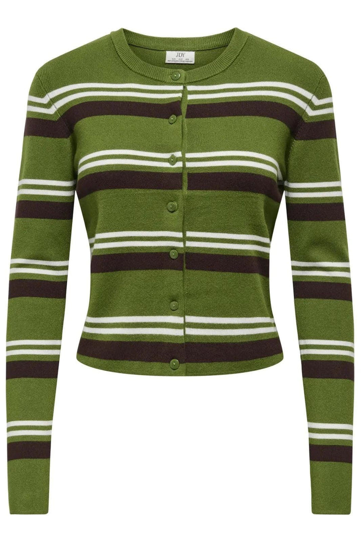 JDY - Jdyemmie L/S O-Neck Stripe Cardigan Knt - 5068549 Cedar Green W. Coffee Bean / Egret Cardigans 