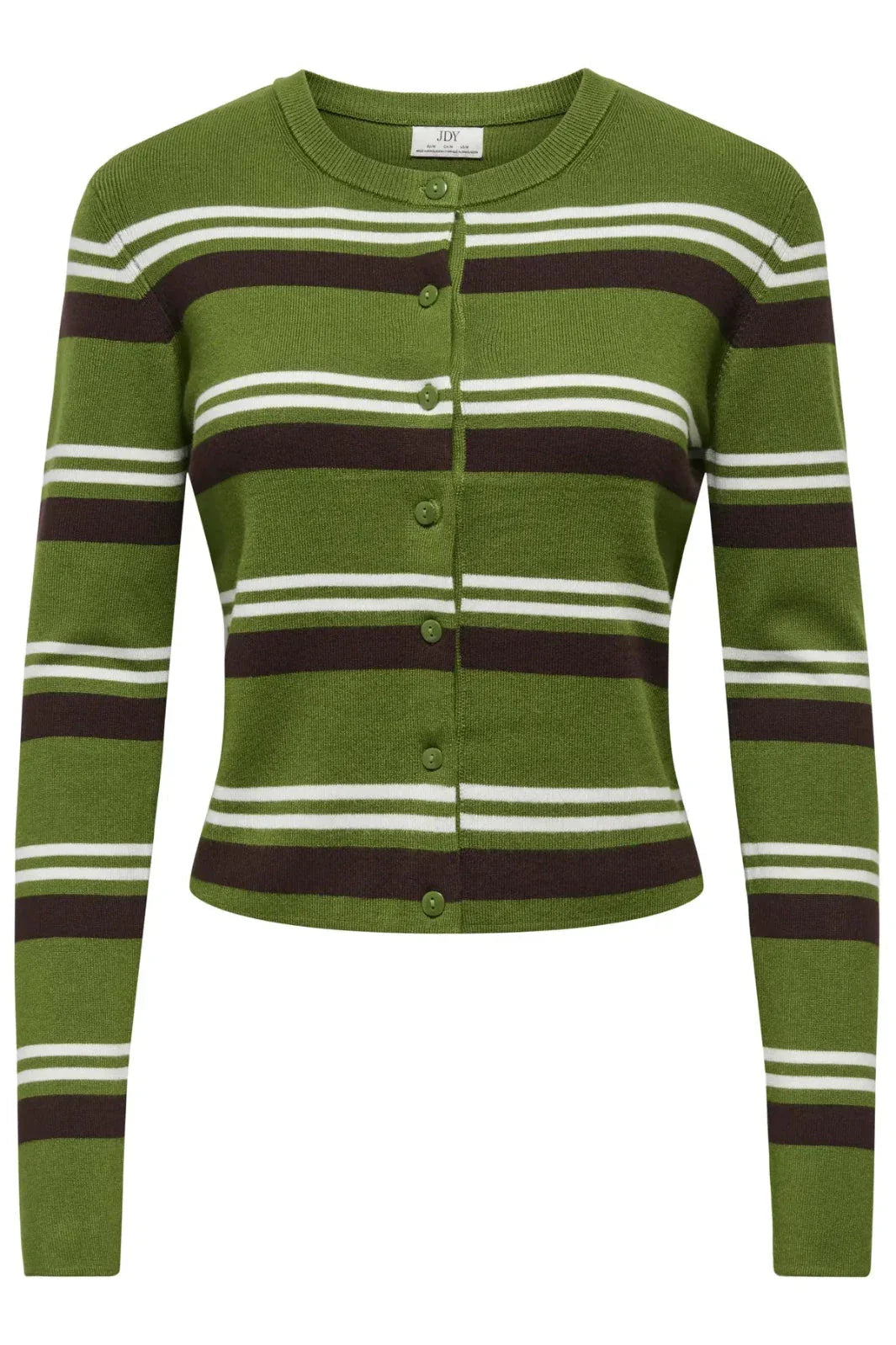 JDY - Jdyemmie L/S O-Neck Stripe Cardigan Knt - 5068549 Cedar Green W. Coffee Bean / Egret Cardigans 