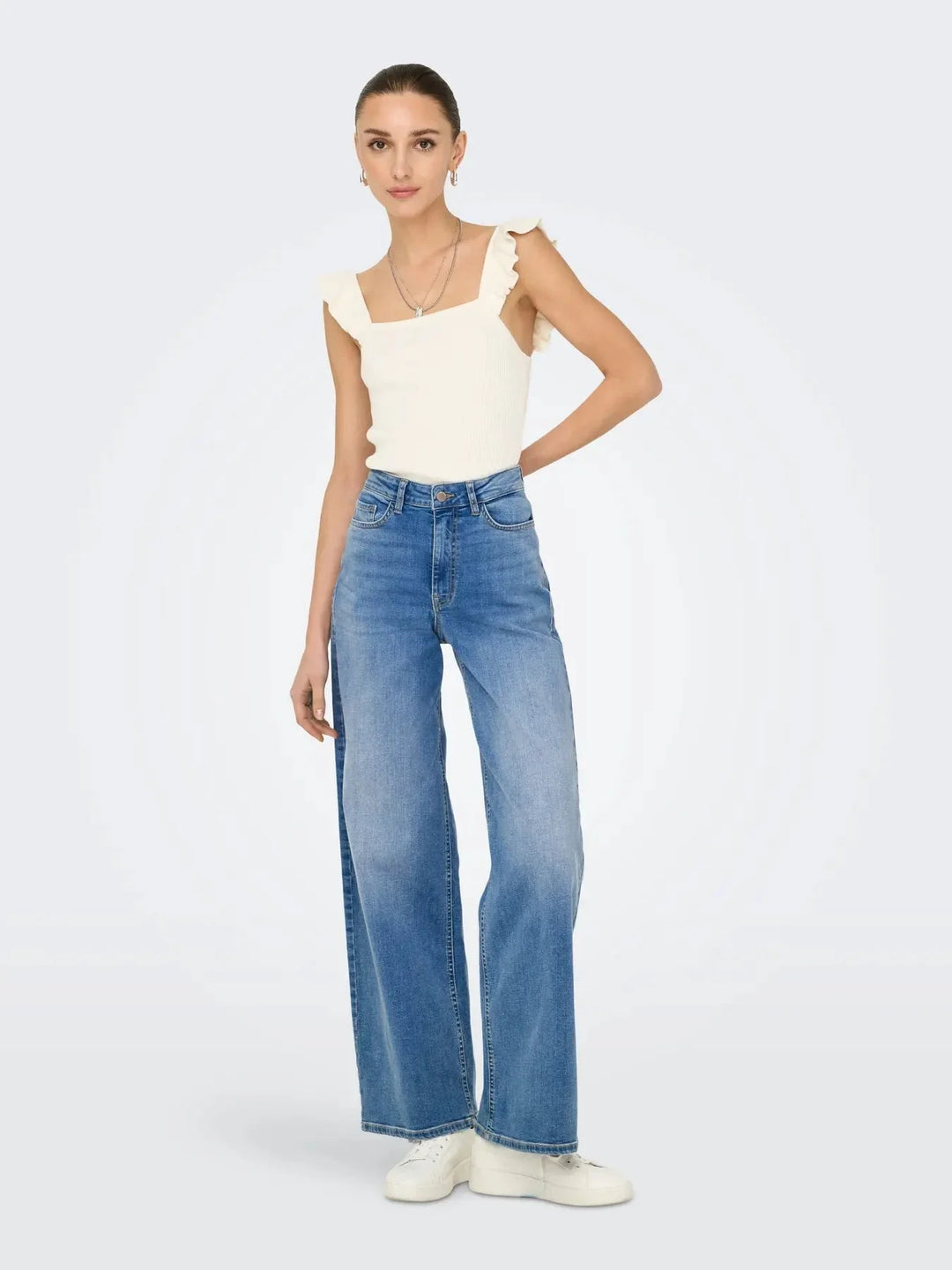 JDY - Jdyfelina-Fina Wide Med Blue - 4735461 Medium Blue Denim Jeans 