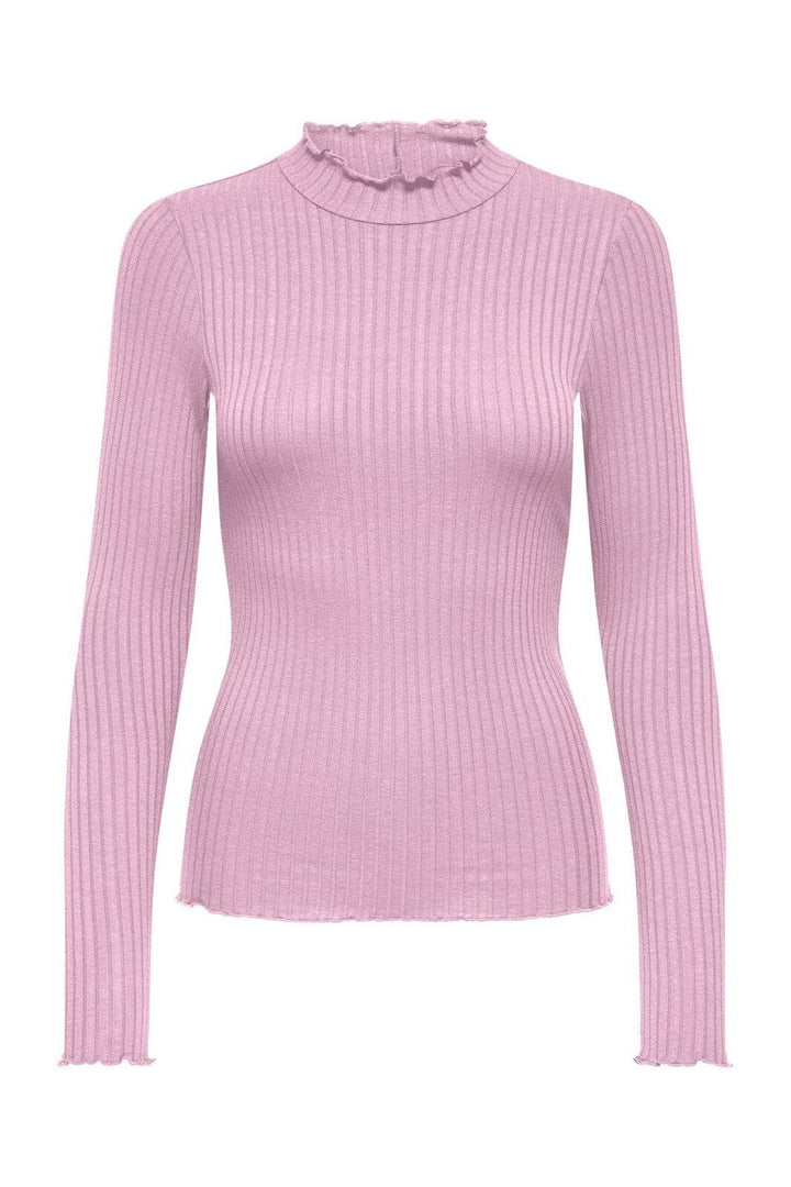 JDY - Jdyfransiska Life L/S Hi-Nck Top Jr - 4957326 Pink Lady