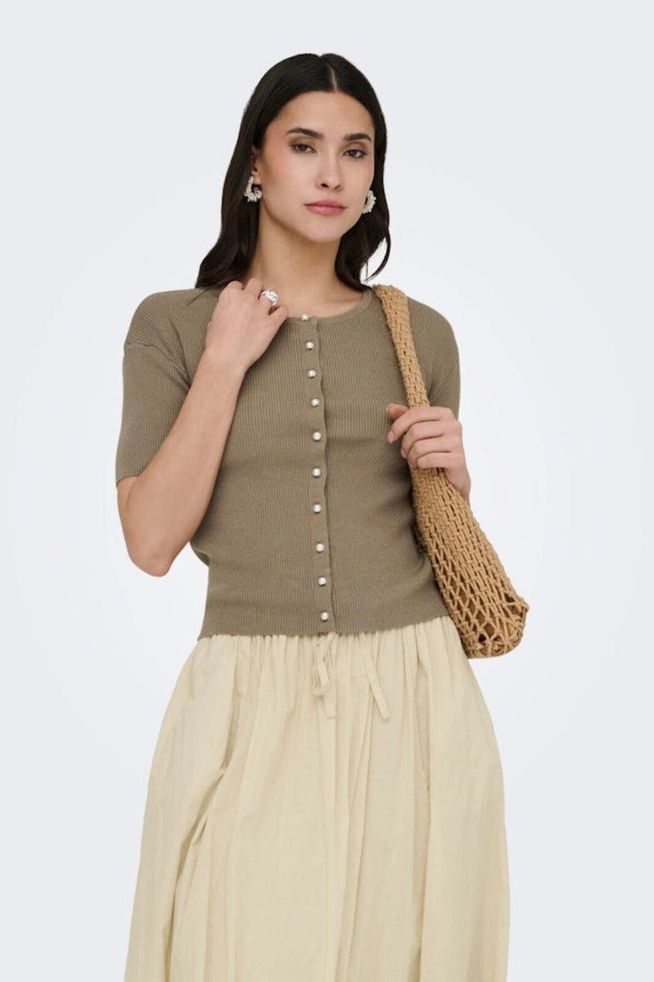 JDY - Jdygaby 2/4 O-Neck Pearl Cardigan Knt - 4968488 Greige Cardigans 