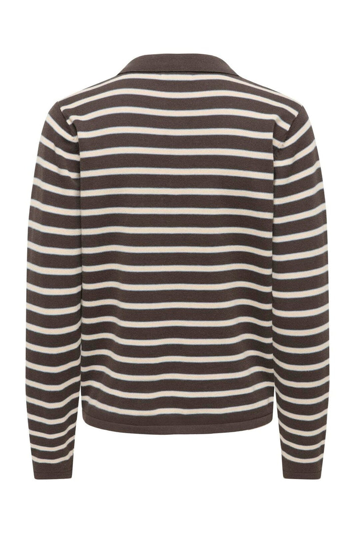 JDY - Jdyina L/S Polo Pullover Knt - 5094718 Mulch Sandshell / Windward Blue