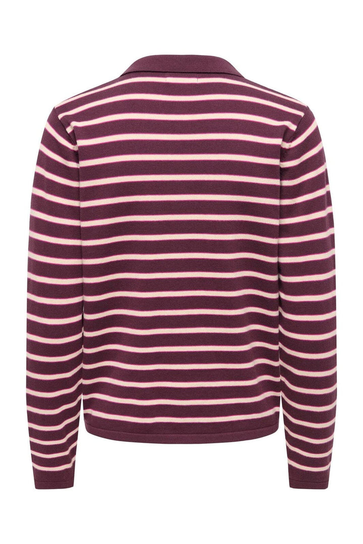 JDY - Jdyina L/S Polo Pullover Knt - 5108258 Sassafras Sandshell / Fuchsia Red