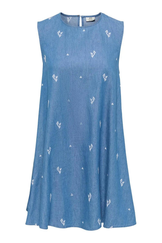 JDY - Jdykai S/L Dress Dia - 5049517 Light Blue Denim Cloud Dancer Emb Kjoler 