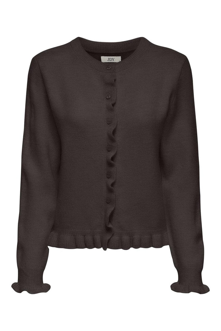 JDY - Jdyletty L/S On Frill Cardigan Knt - 5011447 Chocolate Torte