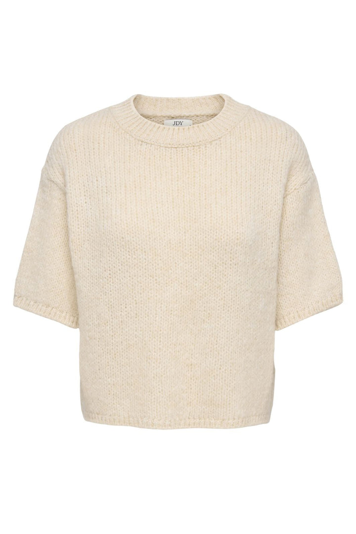 JDY - Jdylinea S/S Pullover O-Neck Knt - 4988040 Birch Strikbluser 