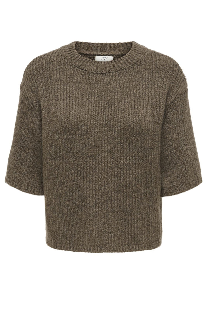 JDY - Jdylinea S/S Pullover O-Neck Knt - 4988041 Shitake Strikbluser 