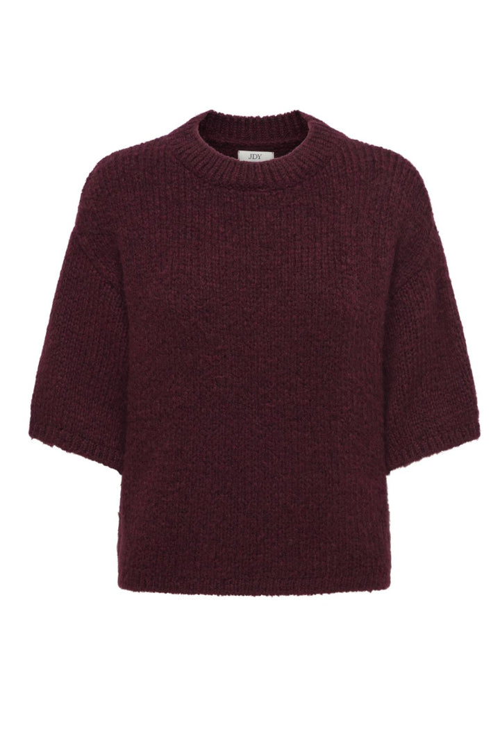 JDY - Jdylinea S/S Pullover O-Neck Knt - 4993961 Tawny Port Strikbluser 