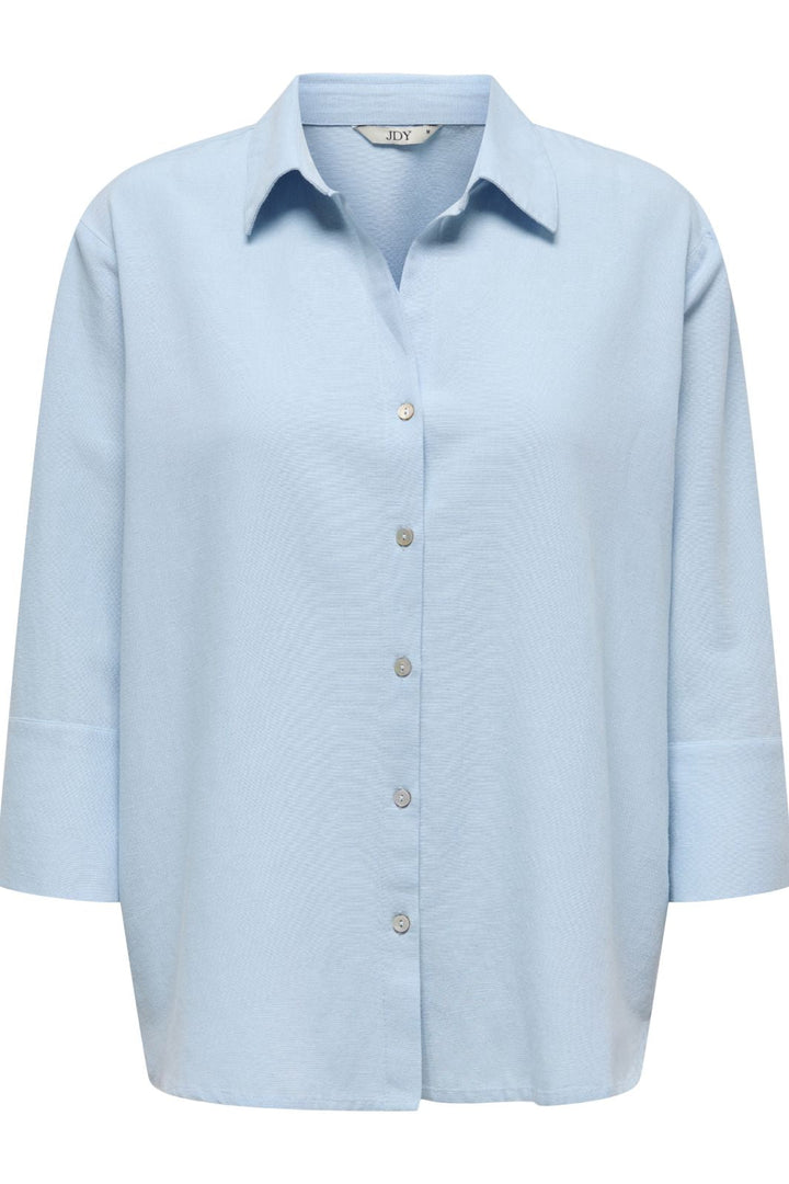 JDY - Jdylucia 3/4 Linen Shirt - 4941426 Cashmere Blue Skjorter 