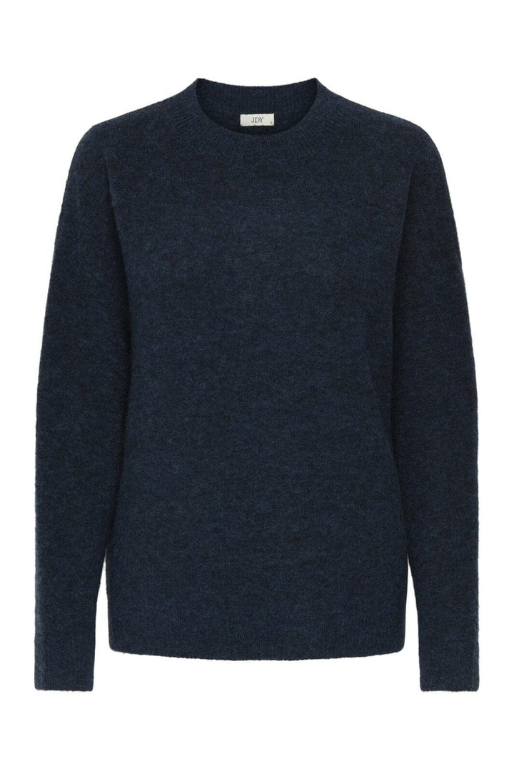 JDY - Jdyluna L/S O-Neck Pullover Knt - 4857482 Navy Blazer Melange