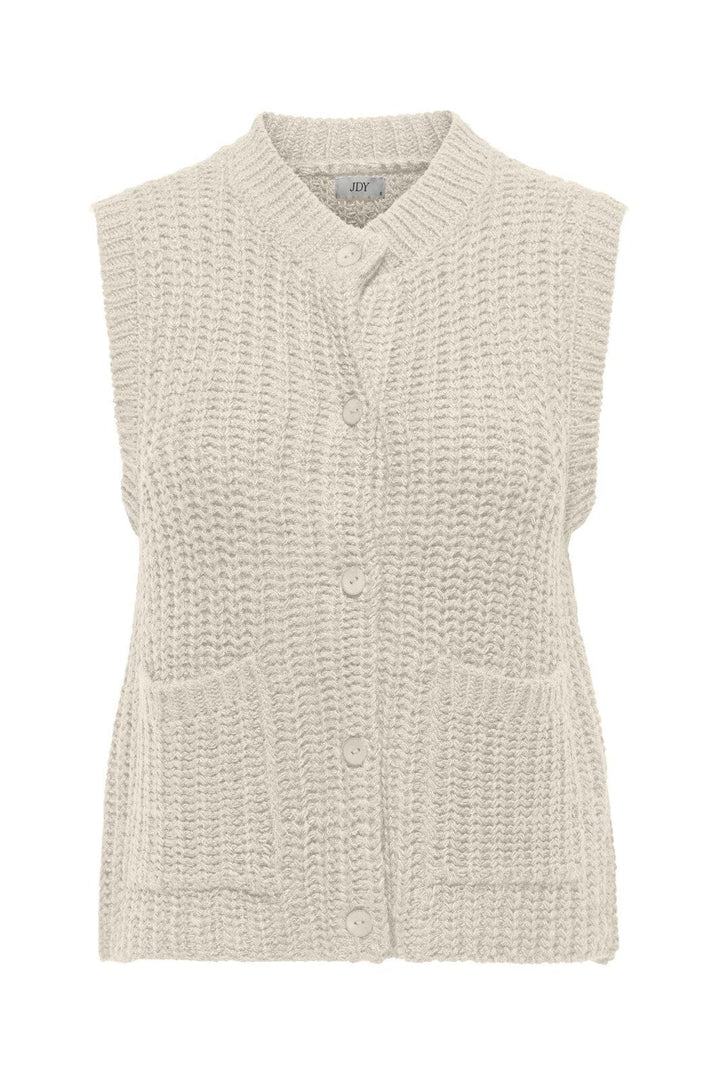 JDY - Jdymabel S/L O-Neck Button Vest Knt - 4931677 Birch