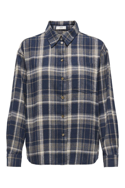 JDY - Jdymaddie L/S Loose Check Shirt - 4952890 Sky Captain Caribou & Pale Taupe