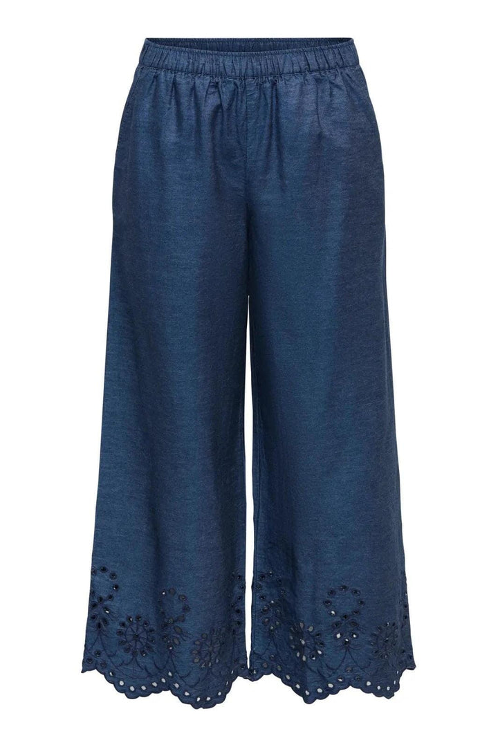 JDY - Jdymargot Bille Embr Pant - 5026806 Medium Blue Denim Navy Embroidery Bukser 