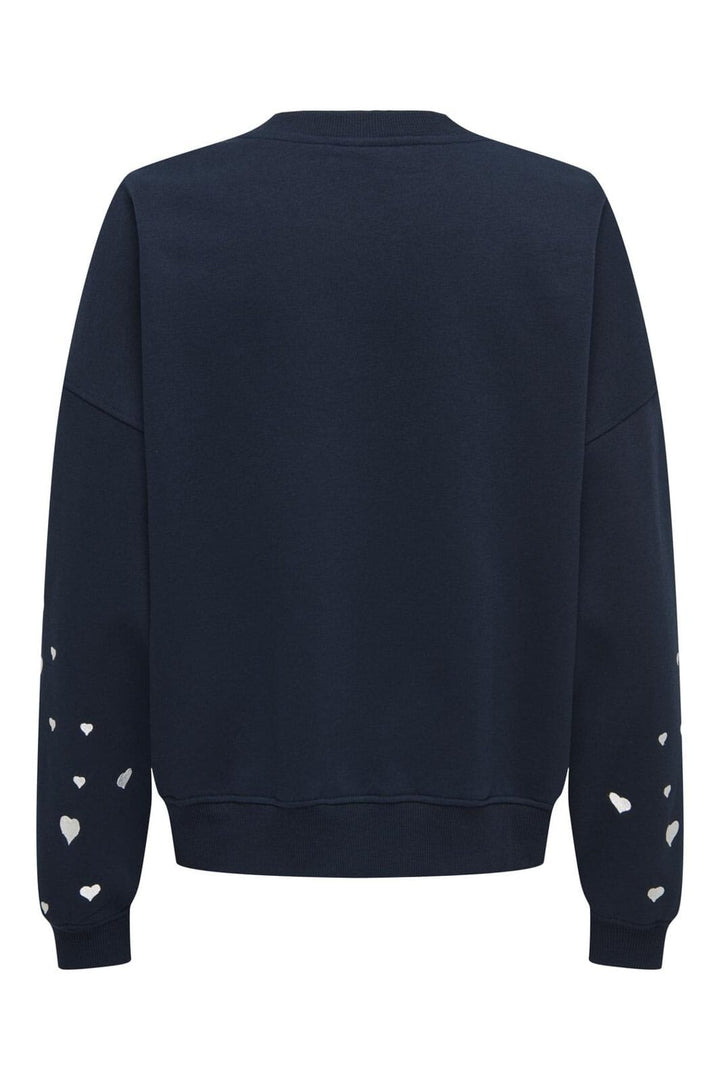 JDY - Jdymesa L/S O-Neck Emb Sweat - 4974274 Sky Captain Sleeve Heart Cd Emb