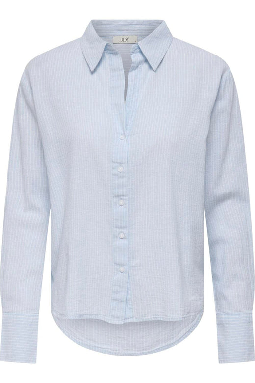 JDY - Jdymila L/S Loose Linen Shirt Dia - 4968401 Kentucky Blue Cloud Dancer Skjorter 