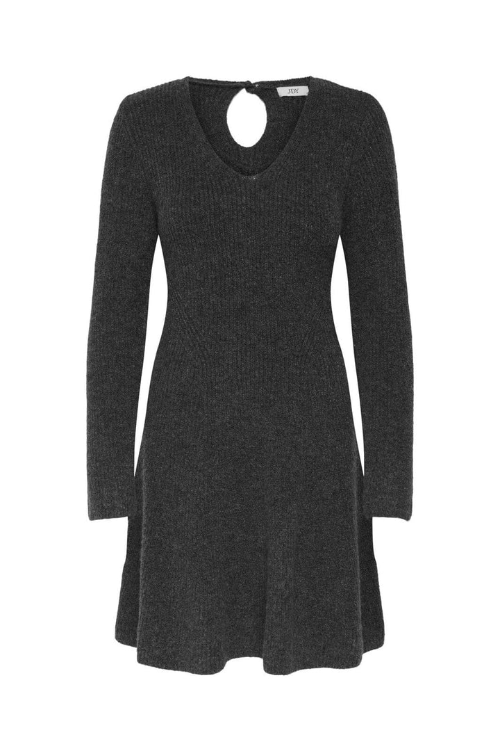 JDY - Jdynova L/S V-Neck Skater Dress Knt - 4837958 Dark Grey Melange