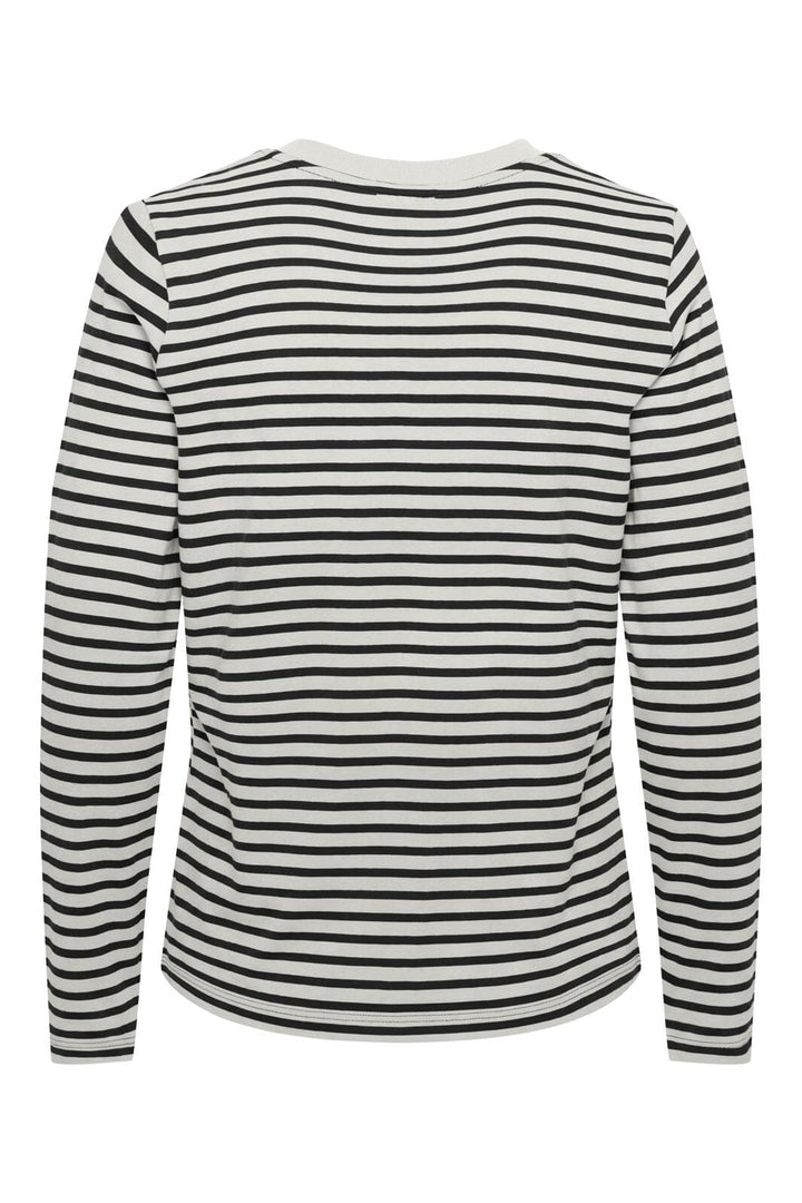 JDY - Jdypisa L/S Print Top - 5205688 Cloud Dancer New Stripe Black W Bs Heart
